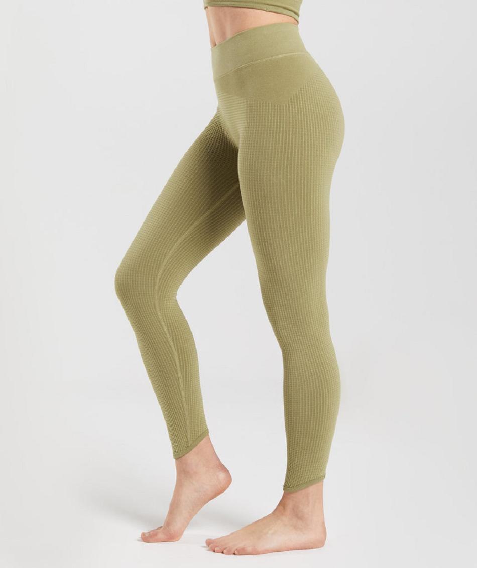 Legginsy Damskie Gymshark Pause Seamless Zielone | PL 2261NWY